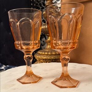 Vintage Peachey Pink Goblet Set